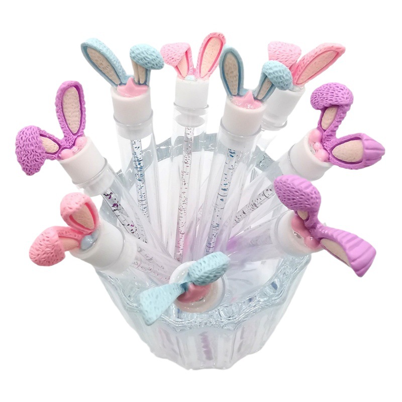 Cross-Border Test Tube Eyelash Brush Rabbit Ears Non-Disposable Color Crystal Rod Eyelash Brush Eyebrow Comb Eyelash Beauty Tool