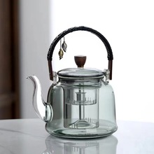 烟灰玻璃蒸煮茶壶耐高温家用大容量蒸茶壶烧水壶电陶炉专用煮茶壶