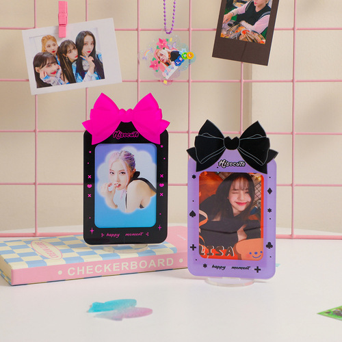 Acrylic three-inch desktop photo frame, Korean version, girl star chasing insert card, small card display frame, bow tie stand ornament