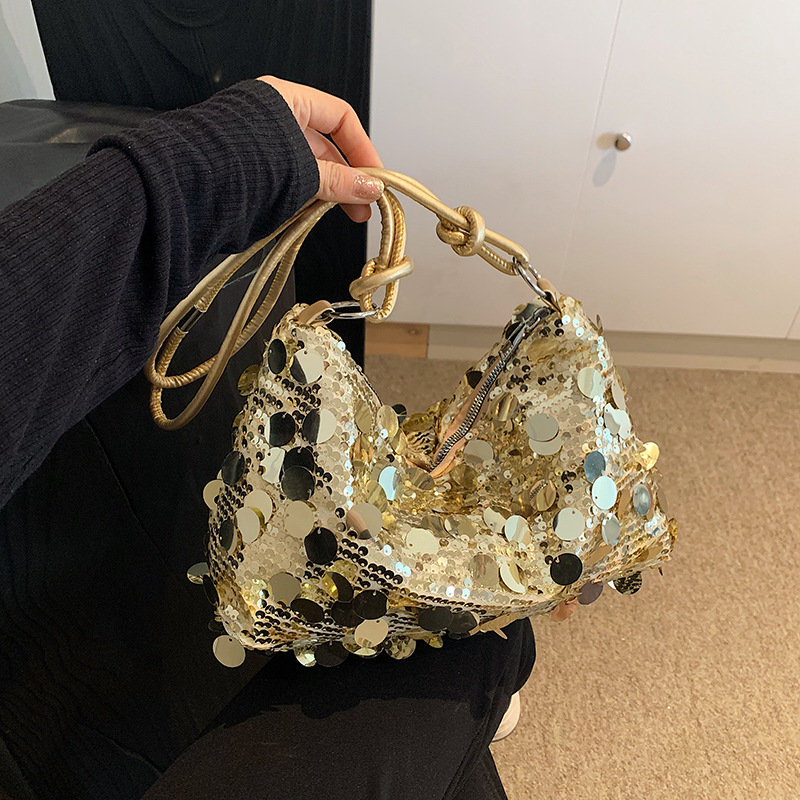 Nicho de diseño de bolso de brazo para mujeres 2024 nuevo estilo de verano de moda sequinilla bolso de hombro bolso de moda extranjero