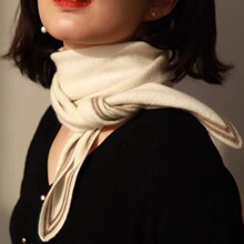 LP同款纯山羊绒围巾女披肩秋冬针织毛线围脖护颈菱形三角巾批发