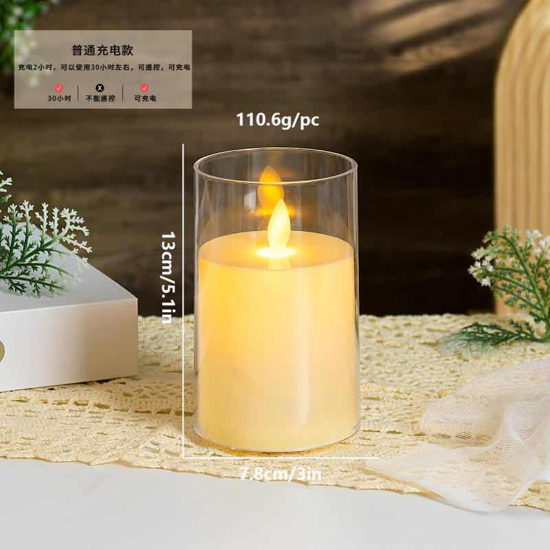 アクリル充電式リモコン LED 電子キャンドルライト結婚式無煙雰囲気ライトホリデーパーティーコンサートレイアウト|undefined