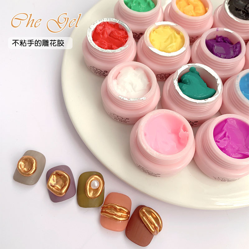 Nail art carved glue 5D stereo glue carved mud nail modeling glue solid gel soft candy glue non-sticky 12 colors