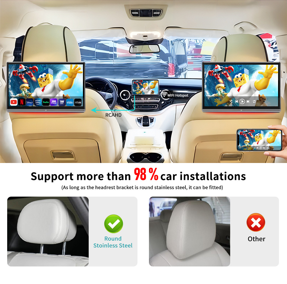 Qualcomm 8-Core 14inch External Android Monitor with 4g Car-Mounted 13.3inch Headrest Mp5 Monitor Sim Function