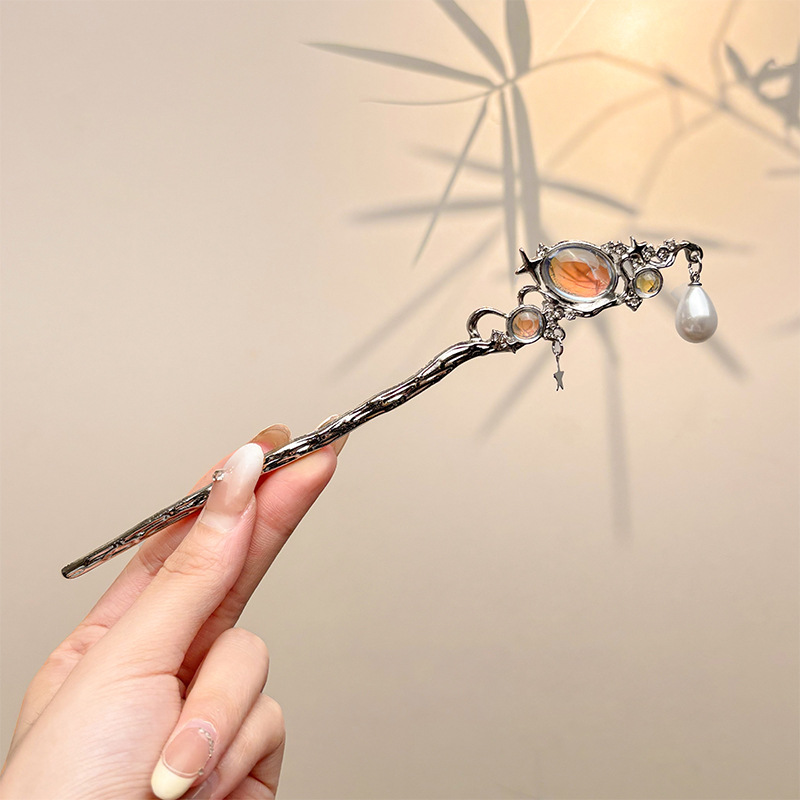 Retro simple nicho de alta estética oriental diseño de cabello de flores de frascos de estilo antiguo cabello