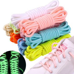 [19] 4mm Round Luminous Shoelaces Fluorescent Glow-In-The-Dark Shoelaces for Sports Dad Shoes Colorful Round Shoelaces Wholesale