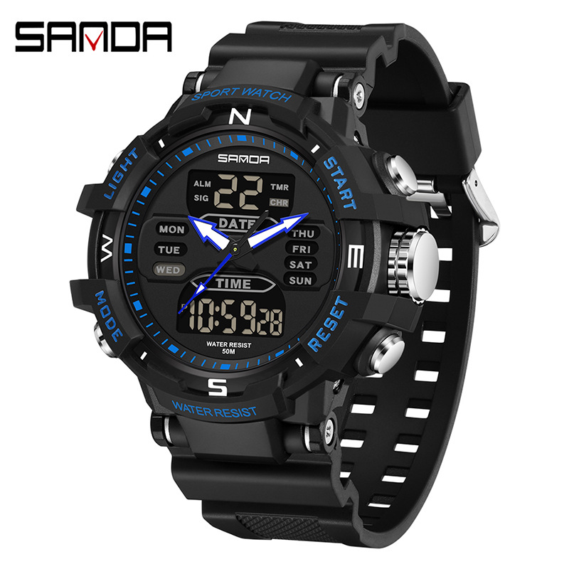 SANDA moda moda reloj electrónico pareja multifunción cuenta regresiva cronómetro deportivo impermeable