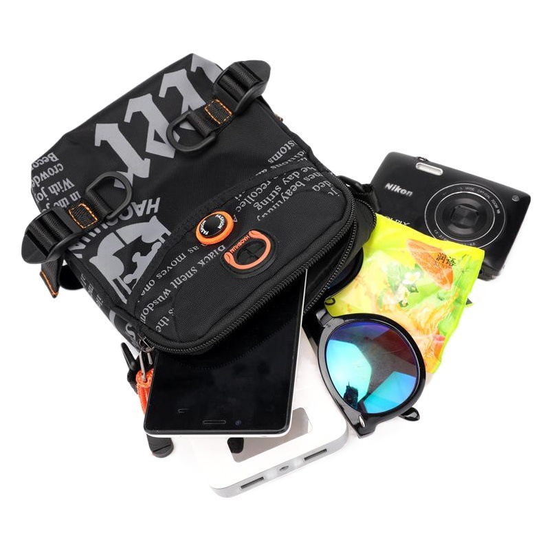 Haoshuai nuevo bolso de hombro de los hombres al aire libre casual bolsa de mensajero de moda bolso de cintura de moda multifuncional bolsa pequeña