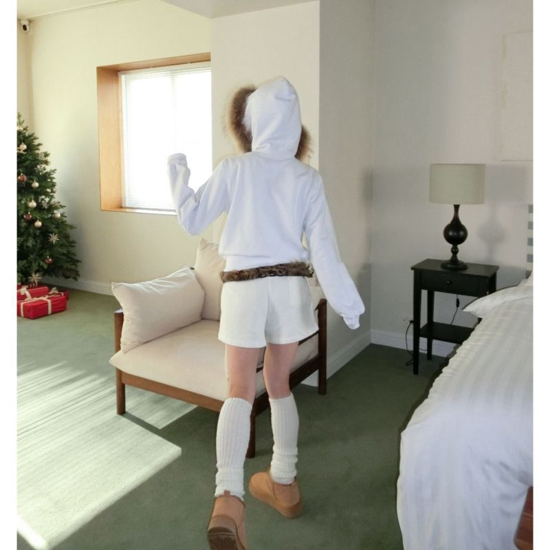 Women's Fur Collar Hooded Double Zipper Long Sleeved Jacket