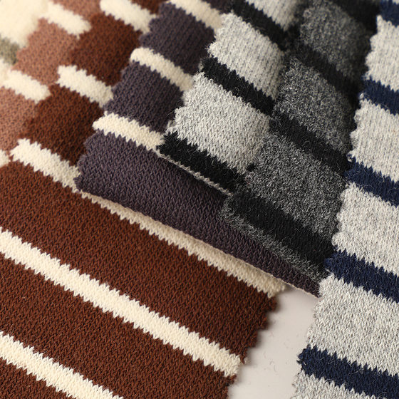 32 combed double-sided fabric striped sweater knitted fabric 260g pure cotton striped jersey base sweater knitted fabric