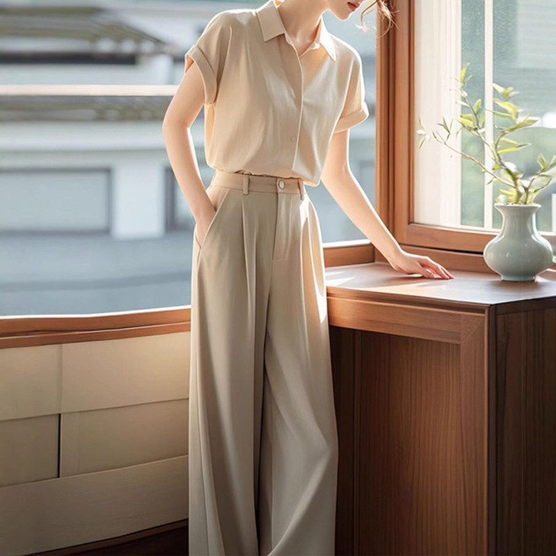 2026 New Style Minimalist High-End Sophisticated Fashion Professional Shirt and Pants Two-Piece Set Women's Summer Outfit