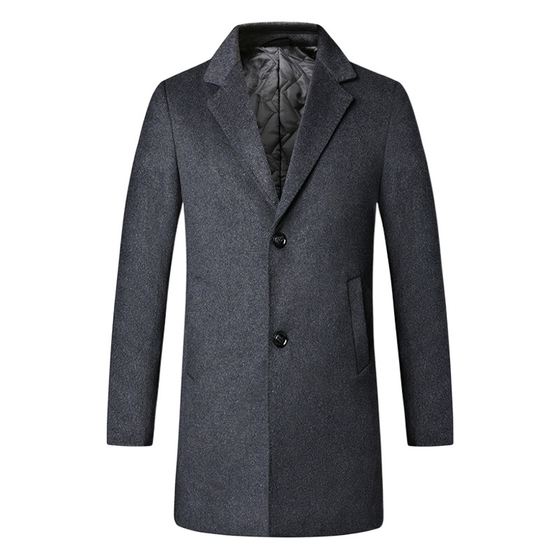 2024 otoño e invierno abrigo de lana traje de longitud media gabardina para hombres jóvenes y de mediana edad abrigo de lana caliente