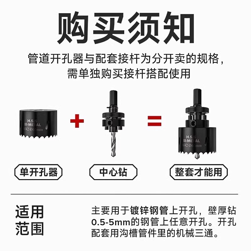 消防パイプ穴あけ器金属機械三方専用亜鉛メッキパイプ穴あけ器ドリル鋼管セット耐久性38|undefined