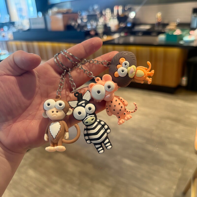 Cartoon Big-Eyed Zebra Monkey Keychain Cute Bag Pendant Creative Big-Eyed Animal Keychain Accessory