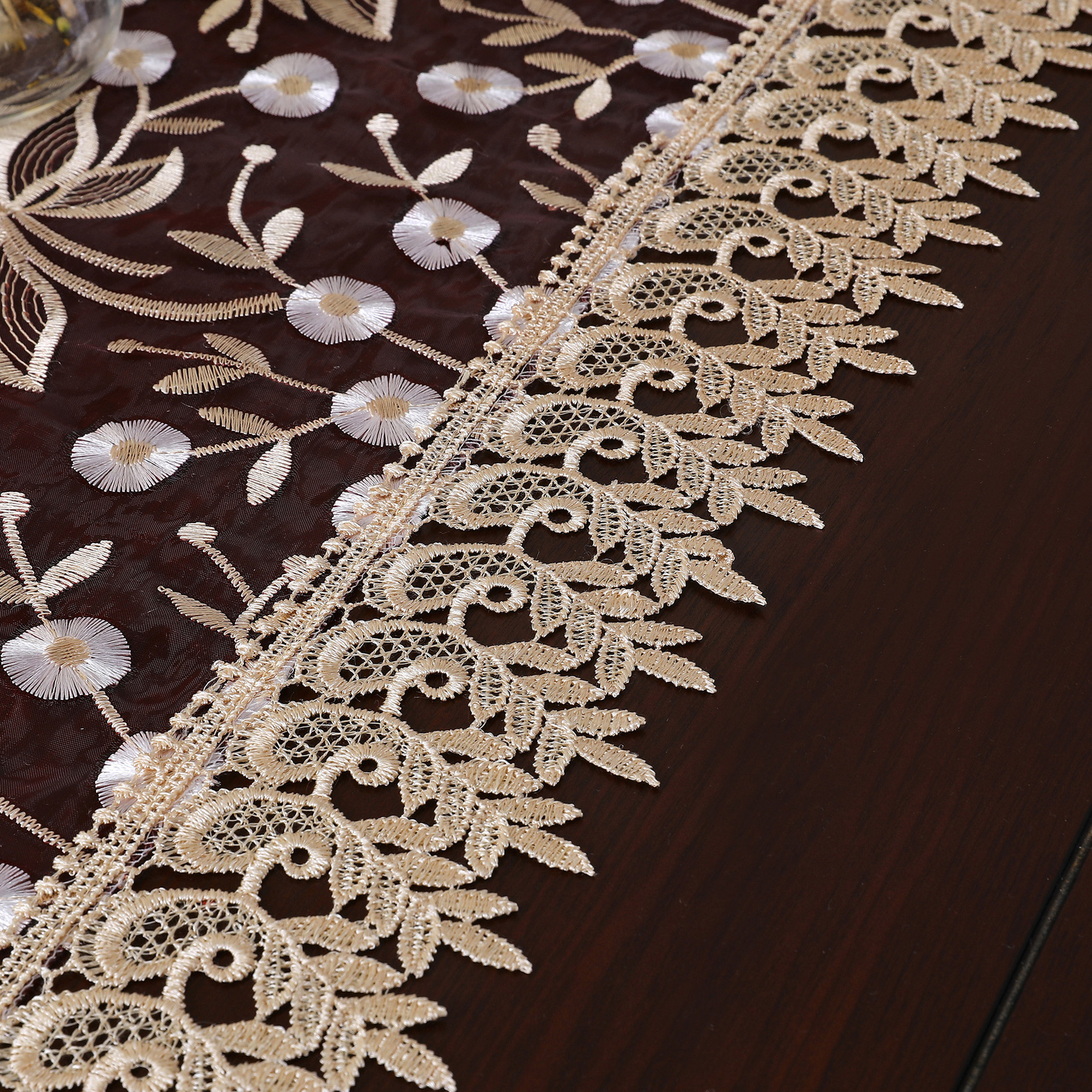 lace table runner embroidered transparent napkin coaster water soluble crochet high density tablecloth high grade table runner_voghion.com