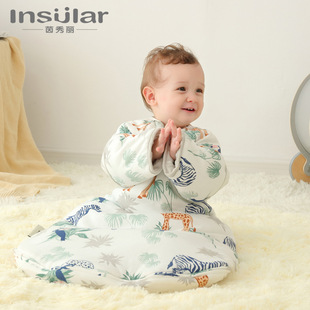 Yinxiuli Autumn and Winter Cotton Baby Anti-kick Sleeping Bag Children's Bean Velvet Thickened Four Seasons Pacifying Baby Sleeping Bag
