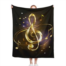 热卖黑白音符法兰绒印花毛毯 车用毯沙发毯午休被床单