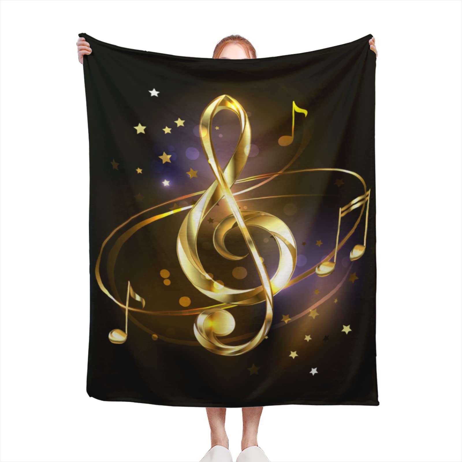 热卖黑白音符法兰绒印花毛毯 车用毯沙发毯午休被床单