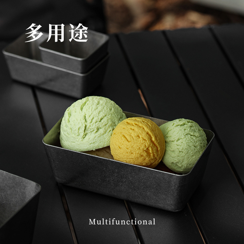 304不锈钢做旧复古工业风冰淇淋雪球雪糕碗甜品杯薯条杯甜品摆盘