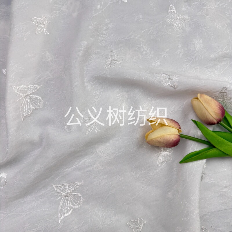 "Spring Dance of Butterflies" Spring and Summer Style Fresh Style Chiffon Fabric Elegant and Noble Butterfly Embroider Jacquard Fabric