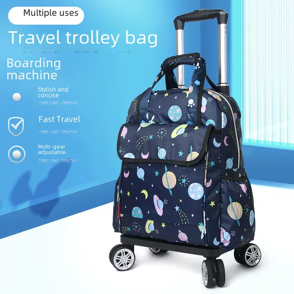 Universal wheel pull rod backpack folding portable pull rod bag long and short distance travel bag waterproof pull rod bag boarding box wholesale