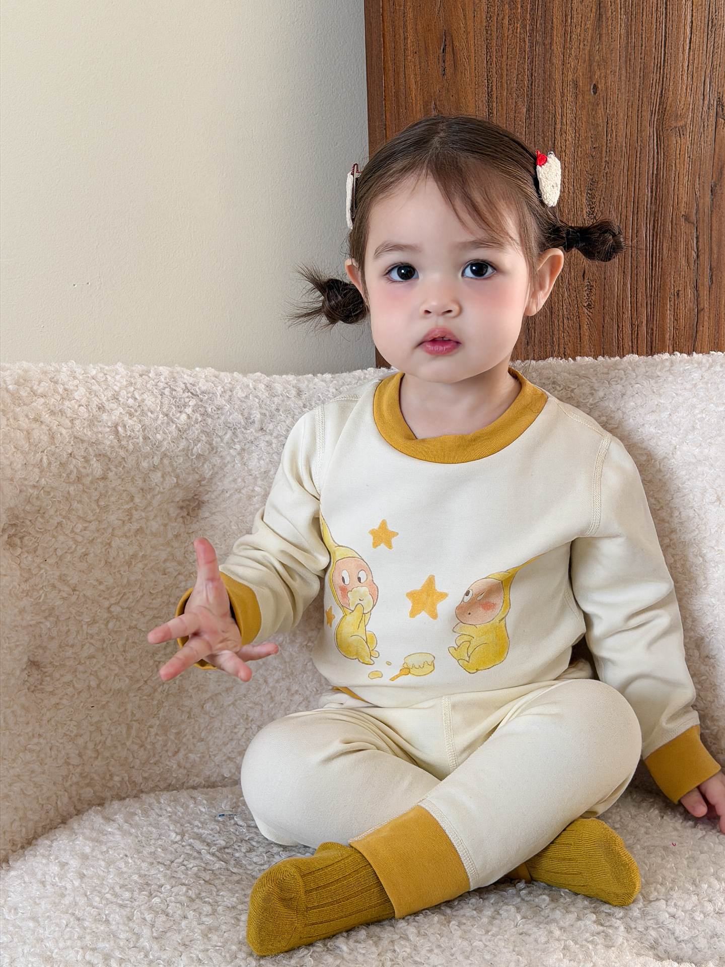 Sugar Pear ropa infantil pijama infantil ropa de invierno bebé ropa de hogar set A algodón sin costuras chaqueta de otoño de niñas