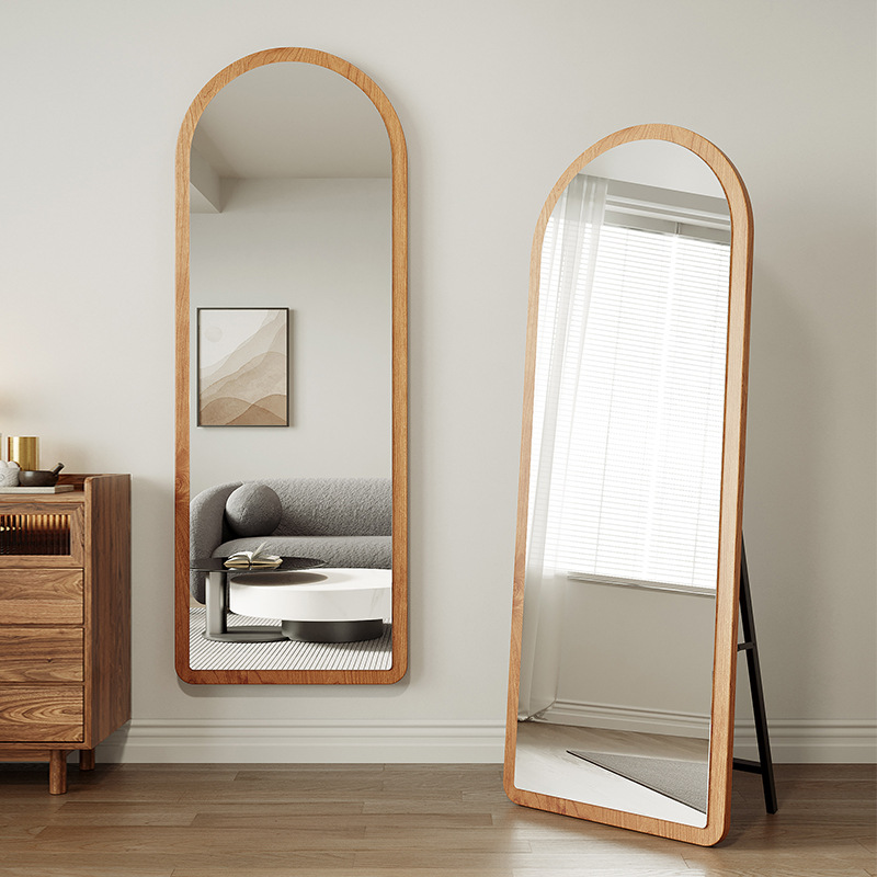 Espejo de madera sólida, espejo de cuerpo entero, espejo de vestir, espejo de piso, espejo de prueba de sala de estar, espejo de pared, espejo de dormitorio, espejo de pared