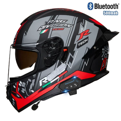 full helmet unisex electric, Motosiklet kaskı (dəbilqə) - red-pioneer-transparentbluetooth-m