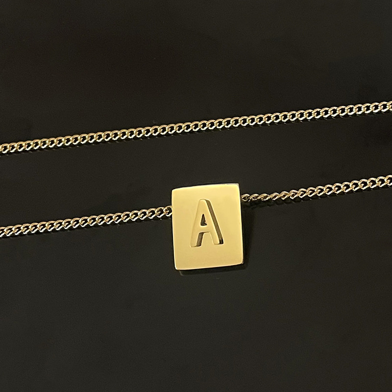 Retro Letra Acero Inoxidable Collar Enchapado Collares De Acero Inoxidable display picture 2