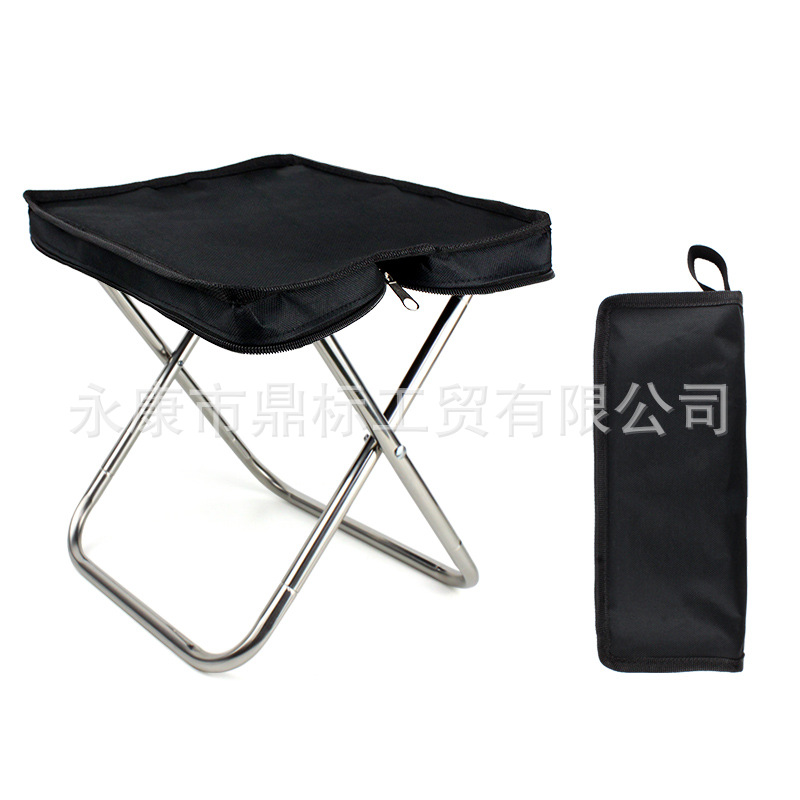 Stainless Steel Folding Stool Outdoor Camping Portable Bench Fishing Stool Stool Small Mazar Ultra Light Mini Handbag Stool