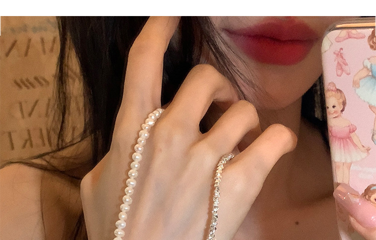 Sucré Style Simple Forme De Cœur Perle D'eau Douce Argent Sterling De Gros Bracelets Collier display picture 61