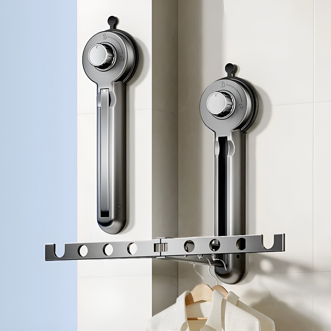 Foldable Clothes Drying Rack Suction Cup Household Wall-Mounted Drying Rack Without Punching Balcony Window Indoor Invisible Clothes Drying Rack