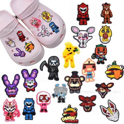 Midnight Bear Shoes Flower Hole Shoes Accessory PVC Detachable Decorative Buckle Slippers Shoe Clips DIY 3D Buckle Cross-border