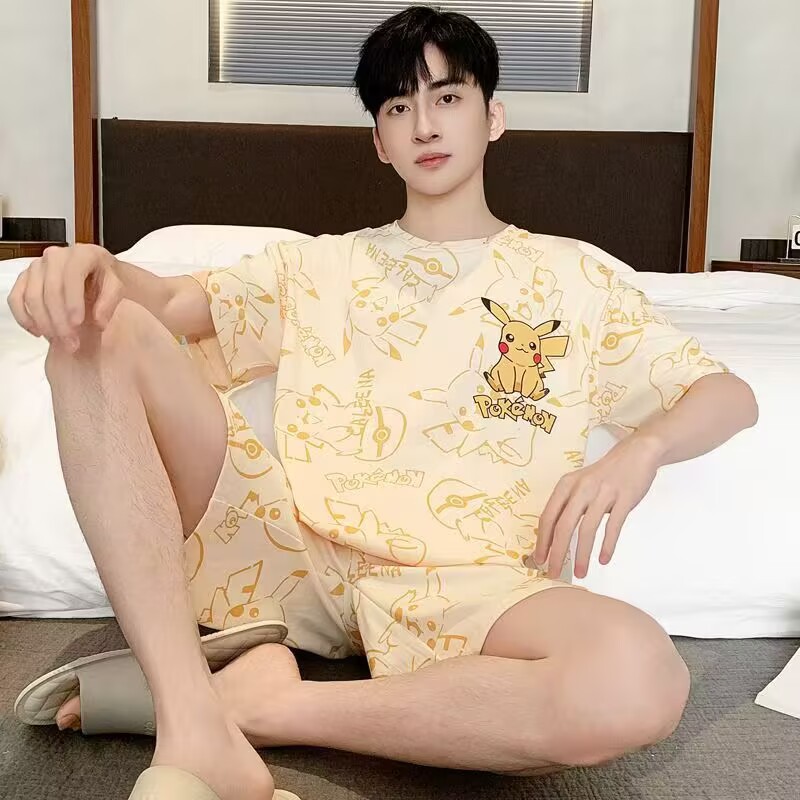 2026 comercio exterior transfronterizo verano estilo coreano de dibujos animados hombre simple relajado ocio de manga corta traje de ropa para el hogar se puede usar fuera