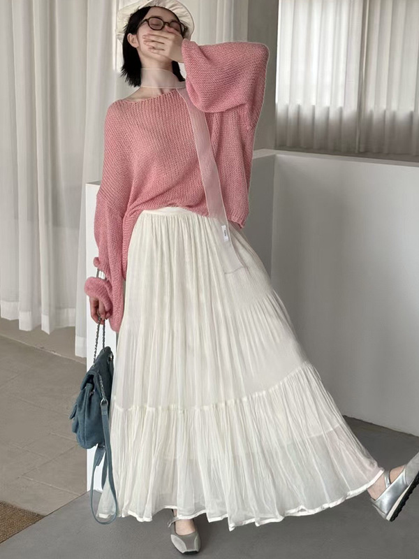 高级感咖色百褶半身裙女2025早秋新款高腰显瘦a字大摆蛋糕纱裙子|undefined