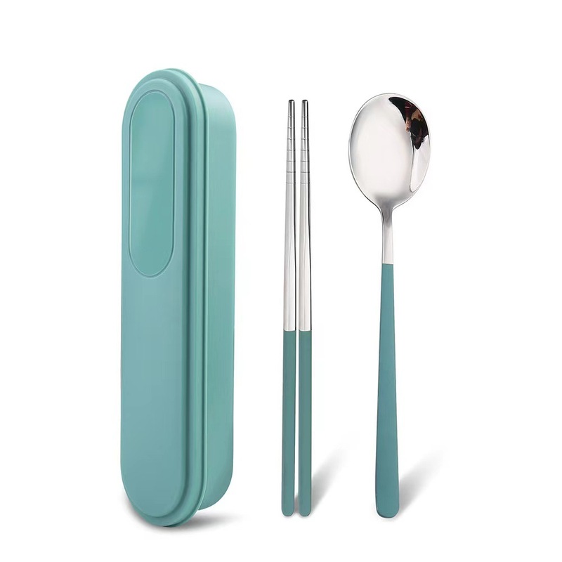 304ステンレス携帯食器三点セット学生屋外食器セット引き出し箱プレゼントスプーンフォーク箸|undefined