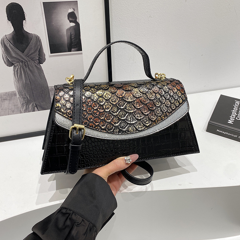 Bolso de mano con textura transfronteriza 2025 verano nuevo estilo personalidad patrón de serpiente bolso de hombro bolso de mensajero con patrón de cocodrilo retro de moda