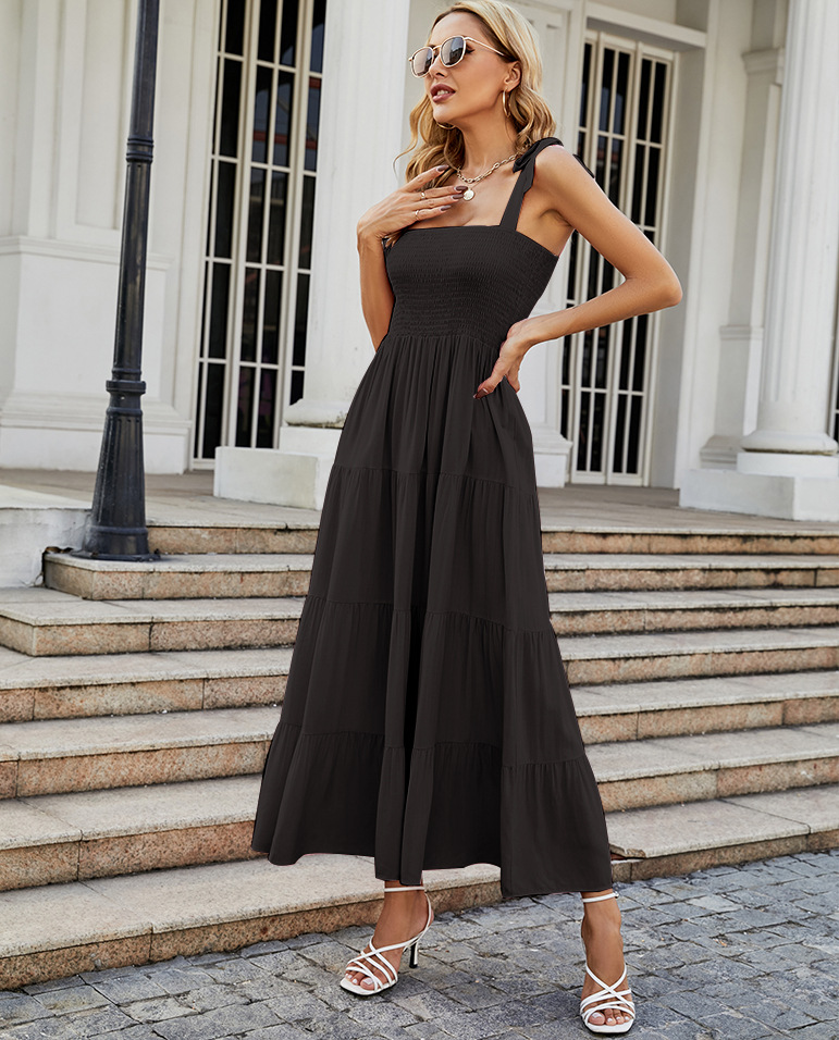 259g Weight Maxi Long Dress Dress Length Type Sleeveless Sleeve Length Regular Dress Dresses Type Regular Sleeve Sleeve Type Polyester Fabric Type High Waist Waist Line Daily Occasion Strap Neckline Regular Fit Fit Type Printing, Polka Dots Pattern Summer, Spring Season Women's Gender Elegant Style Wholesale Women's Elegant Printing Polka Dots Daily Strap Sleeveless Regular Dress 30