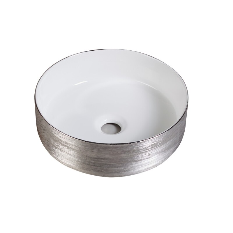 Electroplated Silver Ceramic Countertop Wash Basin Hotel Round Cross-Border Wash Basin Single Basin Art Basin Export Hot Sale