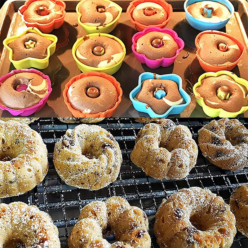 24 pieces donut muffin cupcake silicone mold love pumpkin circle muffin jelly tart baking utensils