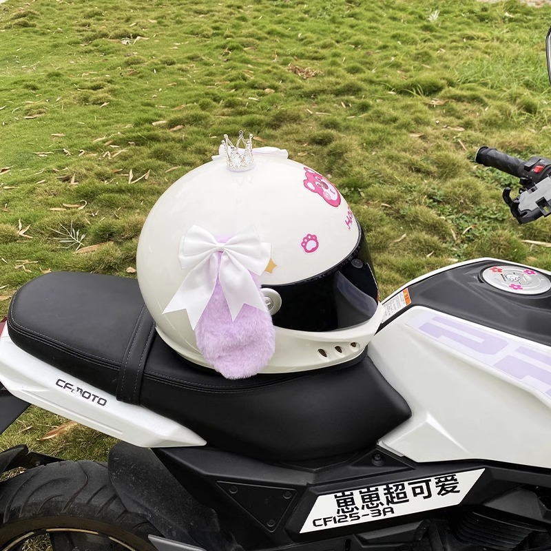 Helmet Accessories Motorcycle Electric Universal White Bowknot Plush Ears