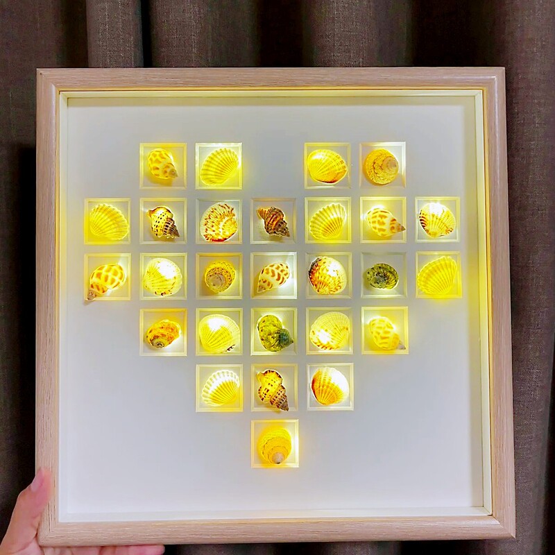 Shell night light three-dimensional hollow specimen photo frame handmade diy frame square picture frame creative table wholesale