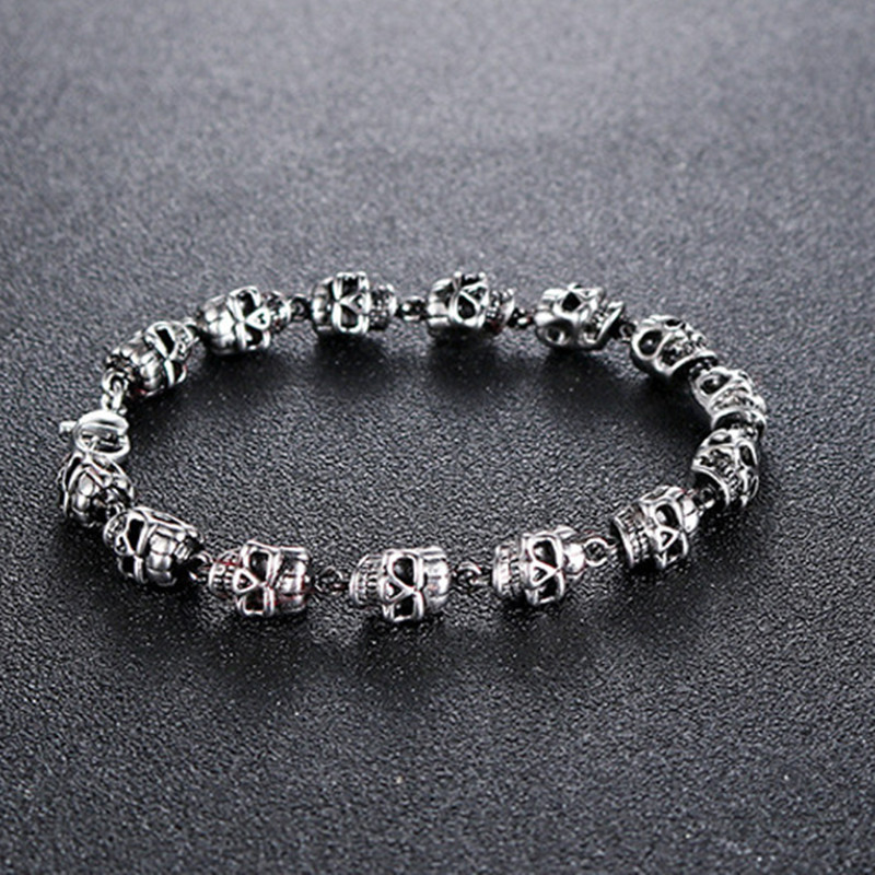 Skull Pattern Men'S Gender Men'S Hip-Hop Rock Punk Bracelets Skull Alloy Halloween Men's Chain Bracelets