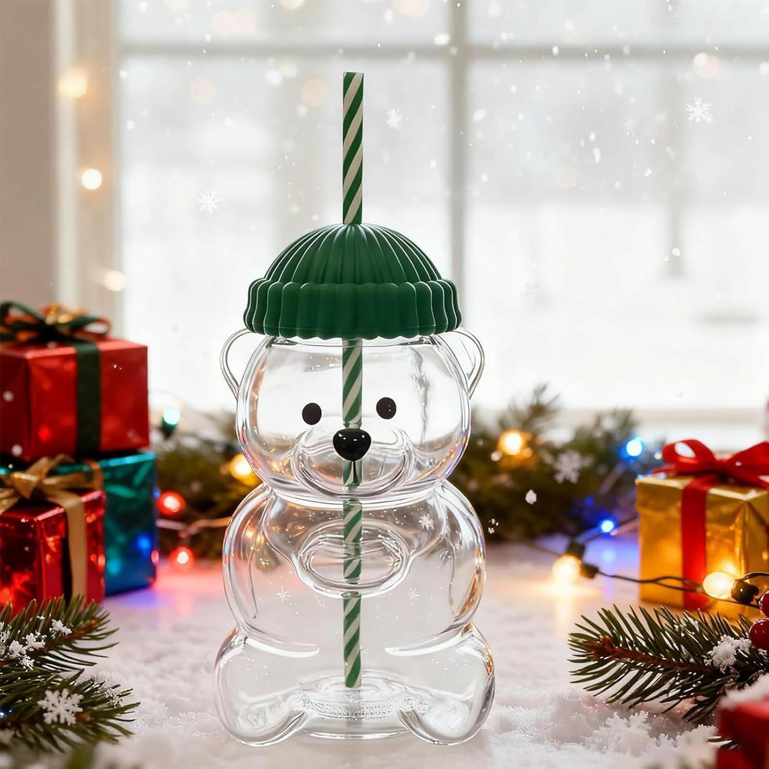 Transfronterizo Amazon Bearista Glass Straw Cup Teddy Bear Glass Straw Cup en stock