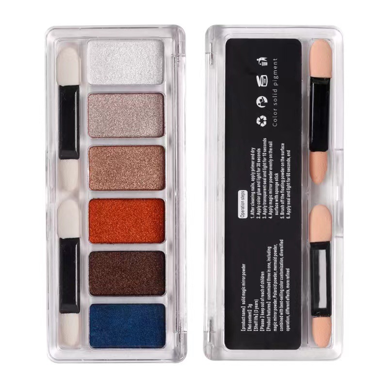 Red en línea nuevo otoño invierno sólido espejo mágico polvo de 6 colores espejo sólido láser de oro de titanio polvo de hadas super brillante sólido