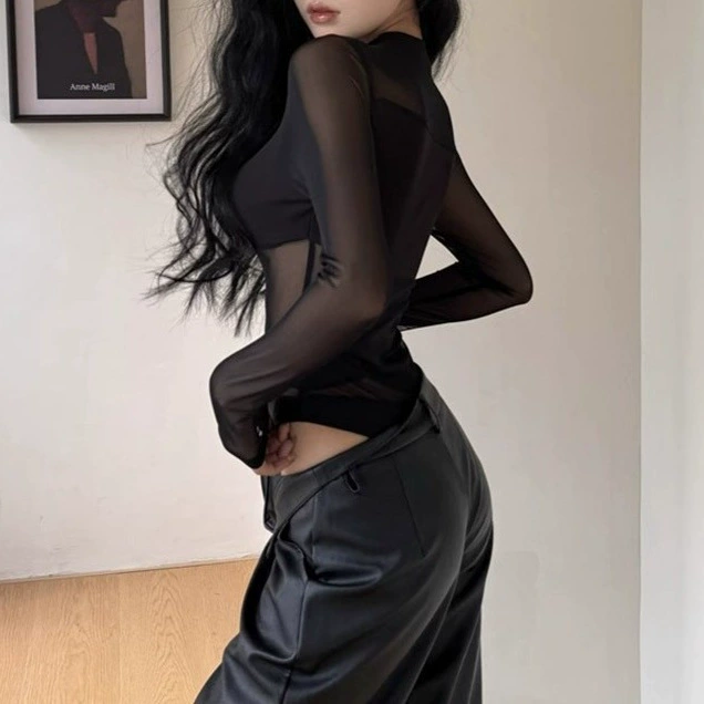 2024 новый европейский и американский ночной клуб сексуальная сетка slim jumpsuit женский расклад модель hollow top тренд