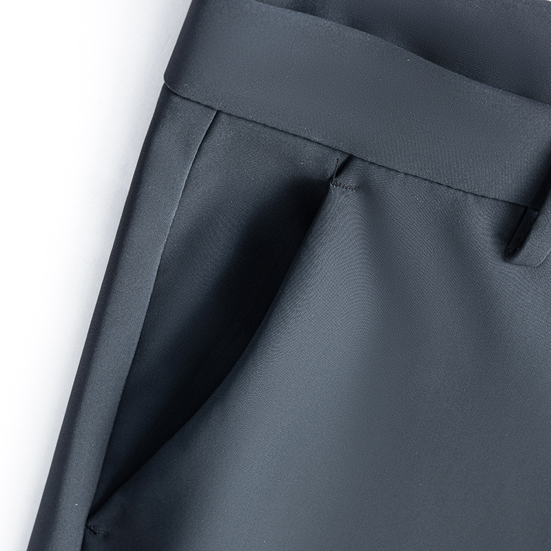 Comercio exterior caliente seda de hielo de verano pantalones casuales de hombre rectos elásticos pantalones de traje de hombre de color sólido de negocios elásticos