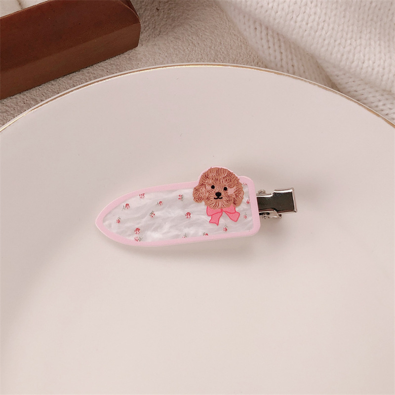 Lindas pinzas para el cabello de par de cachorros para mascotas, pinzas sin marcas de corazón de niña linda, pinzas de flequillo dulces y versátiles, accesorios para el cabello de dibujos animados
