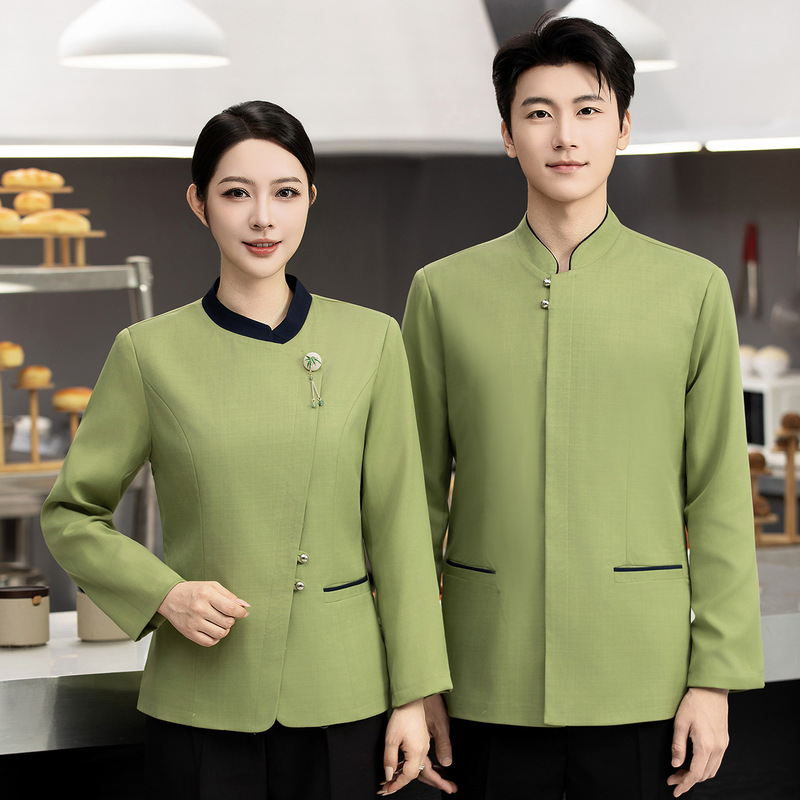 Long-sleeved uniform for hotel staff, suitable for Chinese restaurants, hot pot restaurants, and private dining establishments; women's autumn and winter workwear Long-sleeved uniform for hotel staff, suitable for Chinese restaurants, hot pot restaurants, and private dining establishments; women's autumn and winter workwear