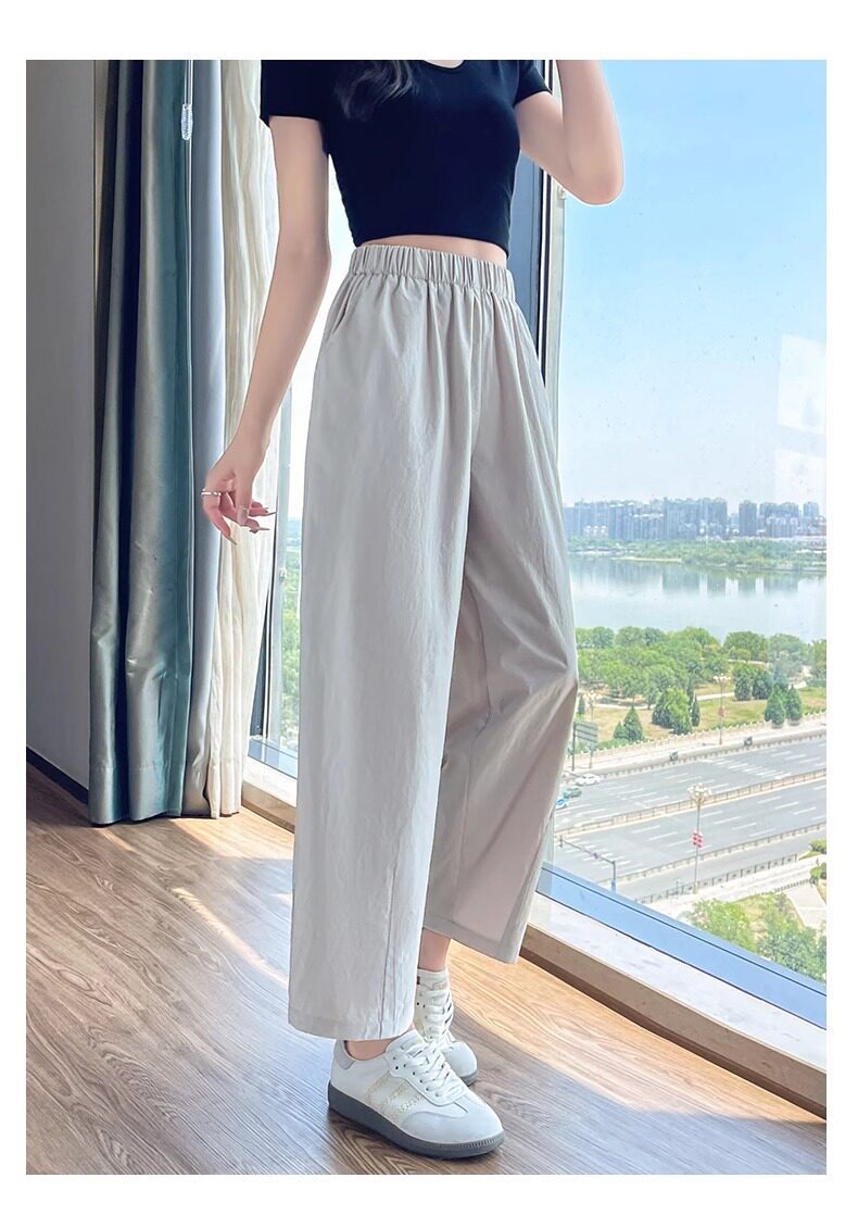 Quần dài nữ ống đứng vải lụa băng mỏng, dáng suông rộng, phong cách Yamamoto, phù hợp mùa hè — Quần hồng 9 chi tiết 34